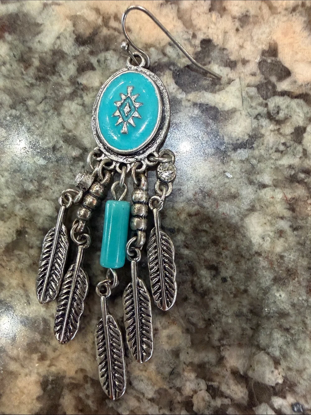 Turquoise Feather Dreamcatcher Earrings - Boho Women Jewelry
